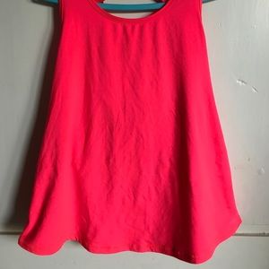 Hot pink draped back yoga workout top with cutout